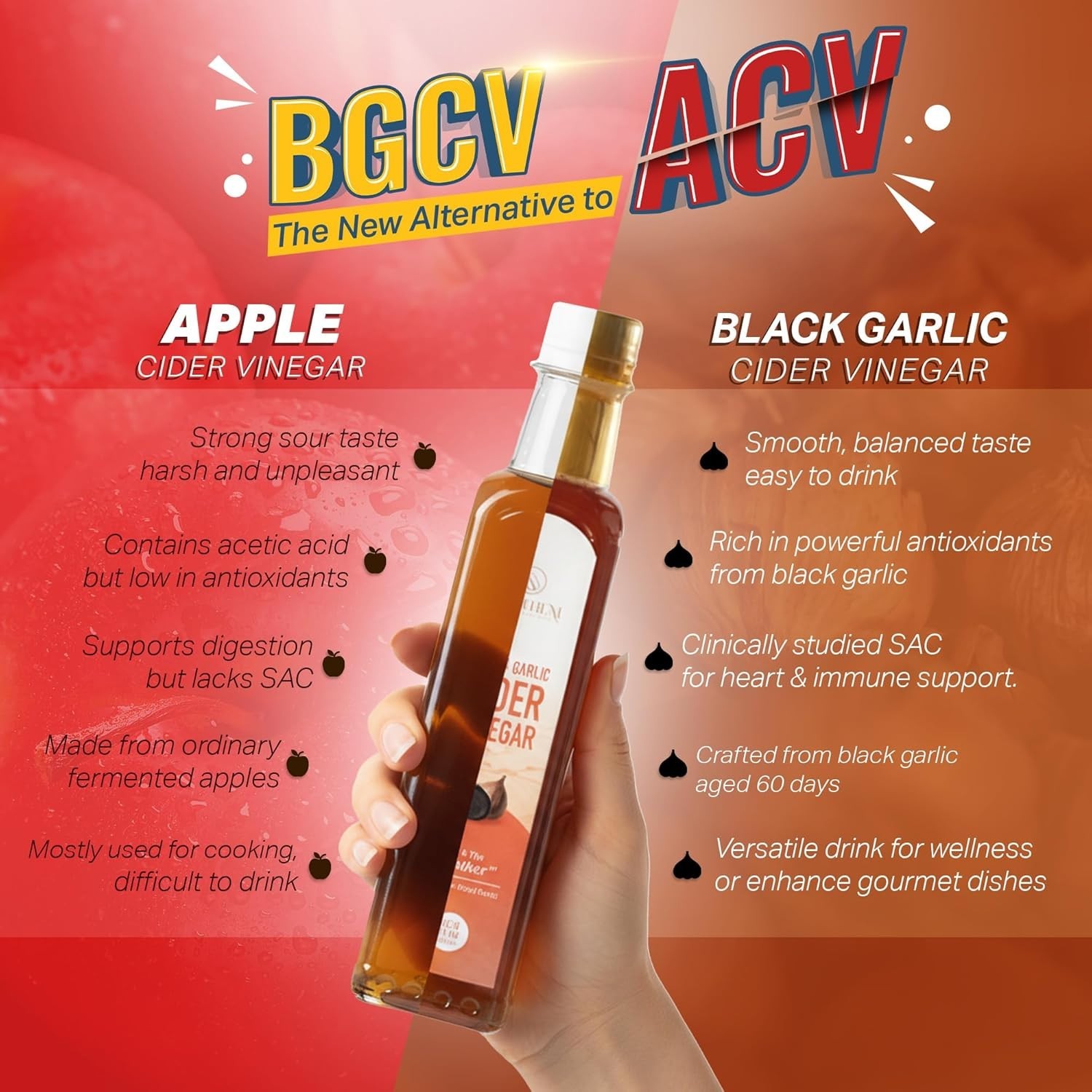 Homtiem Black Garlic Cider Vinegar– Naturally Fermented 12 Fl Oz (Pack of 1)