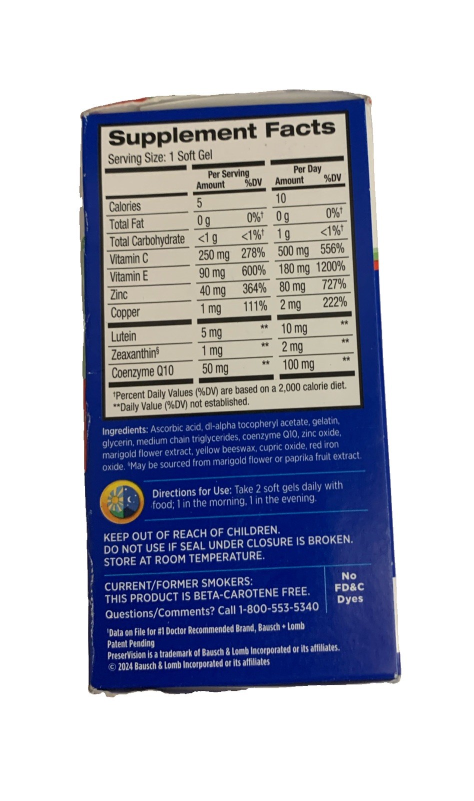 (1) PreserVision AREDS 2 CoQ10 Vitamin Mineral Health 80 Softgels Expire 5/2027