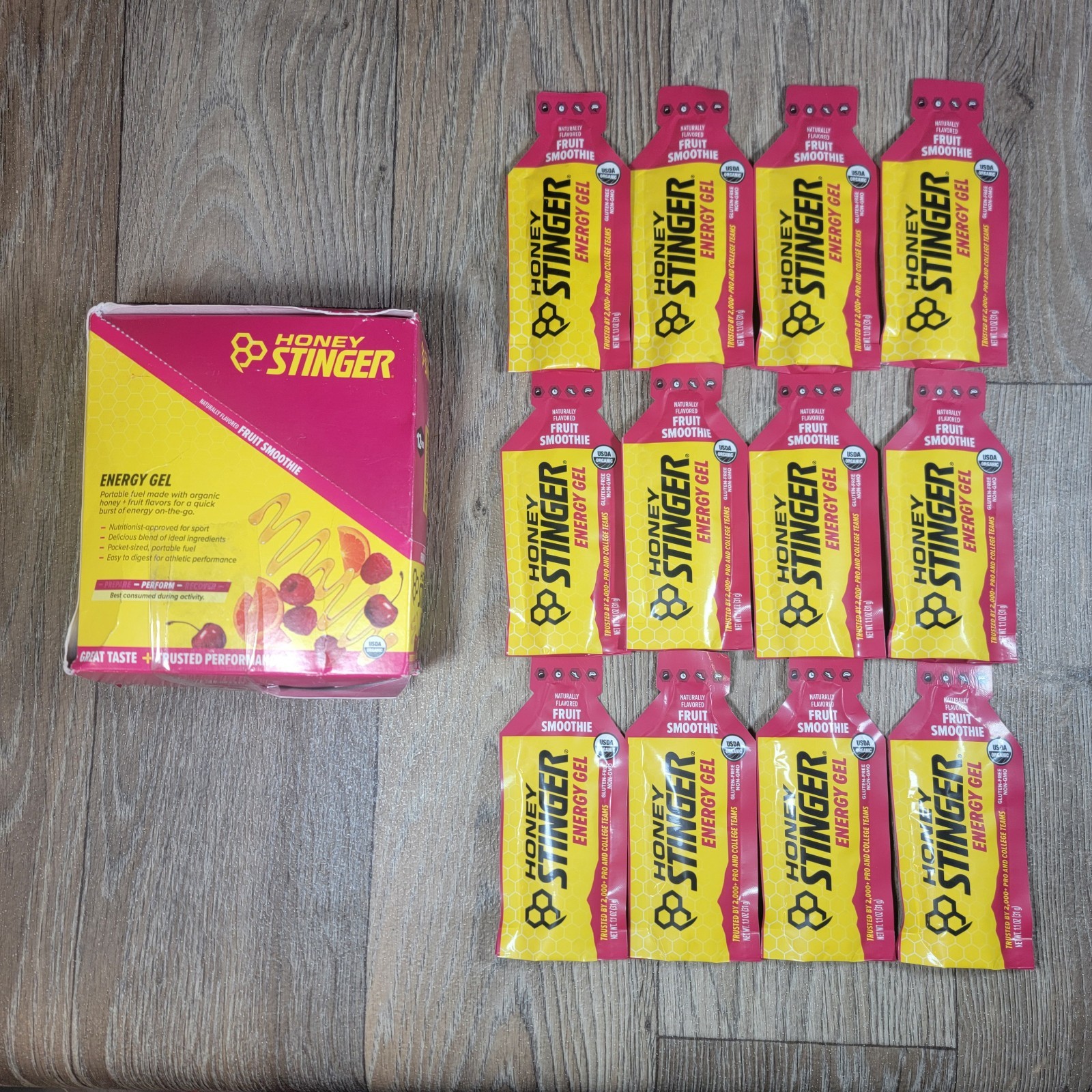 HONEY STINGER Organic Fruit Gel 24 Count Natural Energy Athletes ***READ***