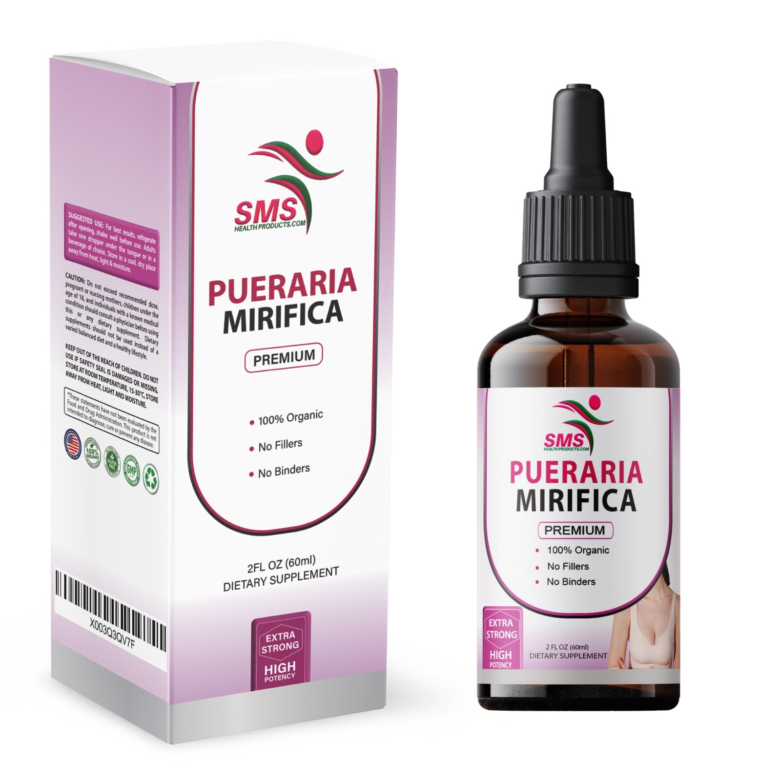 Pueraria Mirifica Organic Herbal Tincture Drops Breast Butt Female Body 2 Fl Oz