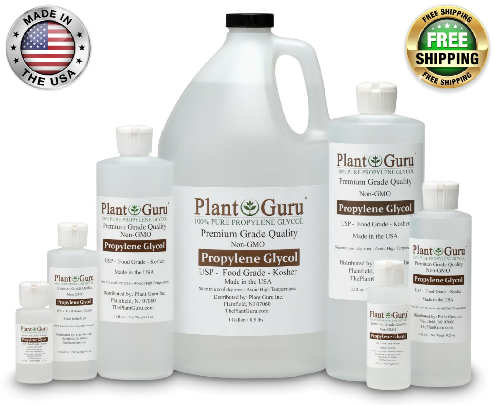 Vegetable Glycerin / Propylene Glycol 4 oz Each USP 99.9 % Pure Food Grade VG PG