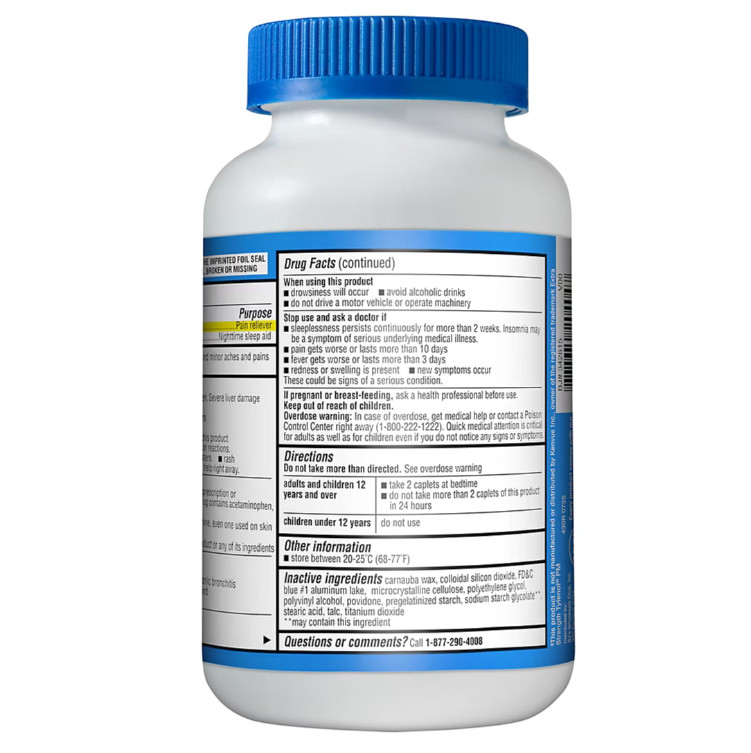 Acetaminophen PM Extra Strength Sleep Aid Pain Relief Compare to Tylenol 500 ct