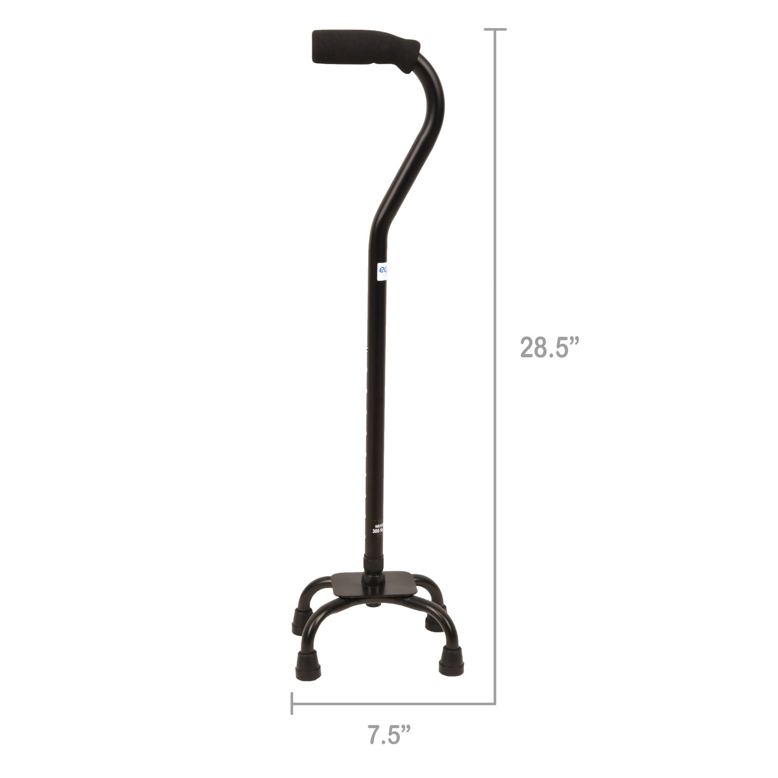 Quad Walking Cane with Small Base – Height Adjustable, 300 Lb Capacity