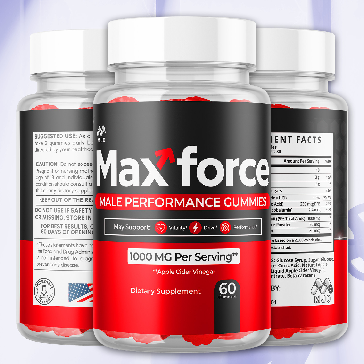 (3 Pack) Max Force Male Gummys Advanced Male Health Support MaxForce 180 Gummies