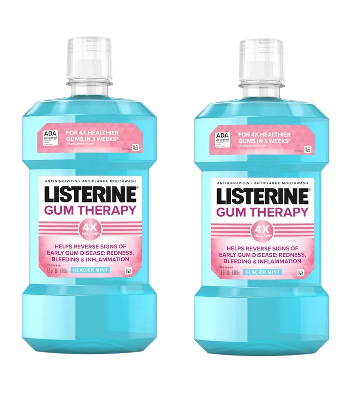 2pk Listerine Gum Therapy Anti-Gingivitis Mouthwash Oral Care, Glacier Mint, 1 L
