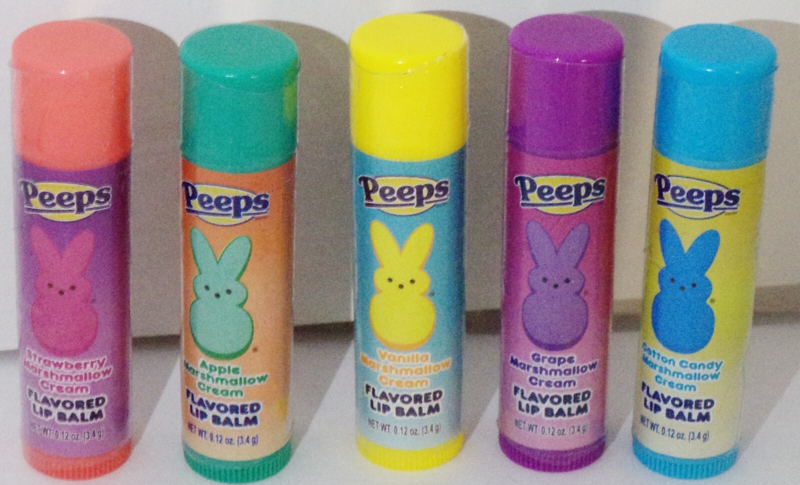 5 Flavor PEEPS Lip Balm GRAPE, COTTON CANDY, VANILLA, APPLE STRAWBERRY Sealed