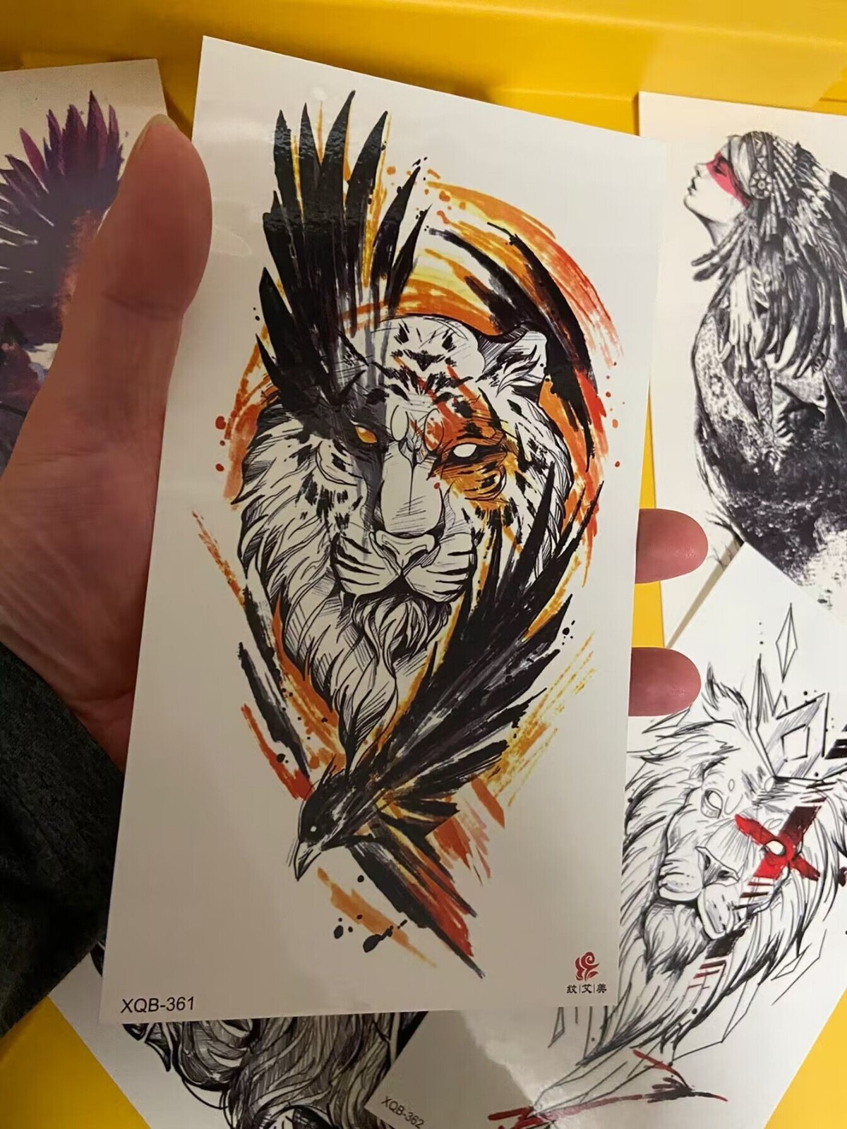 Set of 5 – Waterproof Temporary Tattoo Stickers Tiger Lion Eagle Arm & Body Art