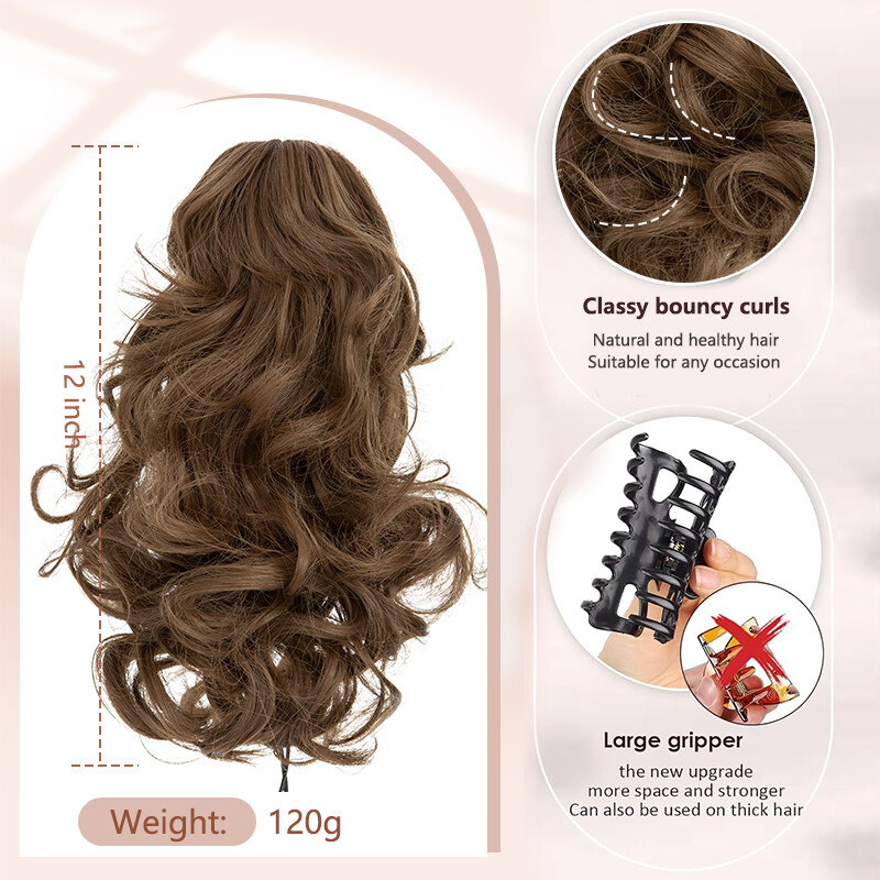 Short Claw Ponytail Piece Clip in on Pony Tail Hair Extensions Real as Human US