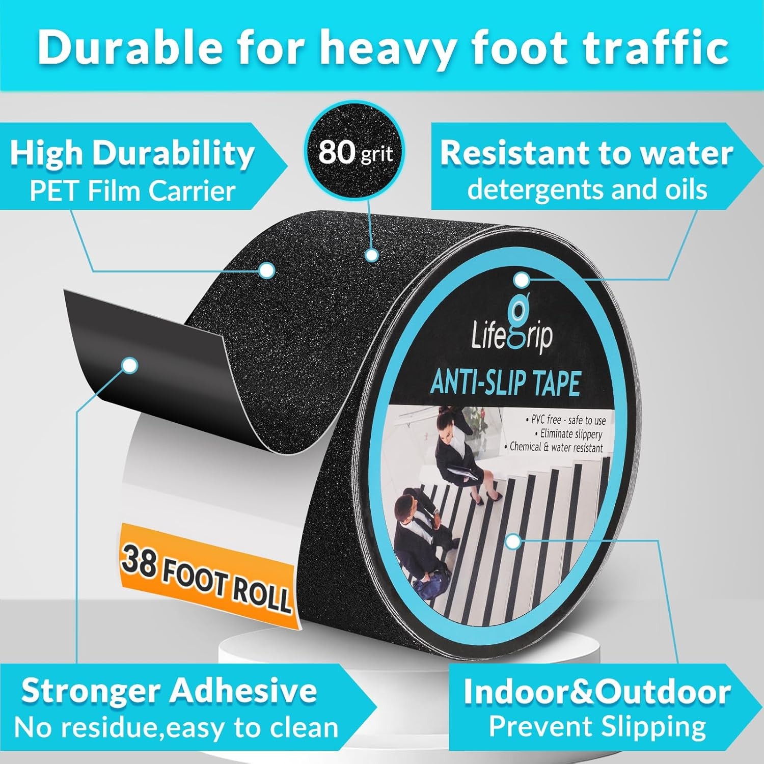Lifegrip anti Slip Traction Tape, 4 Inch X 38 Foot – Best Grip, Friction, Abrasi