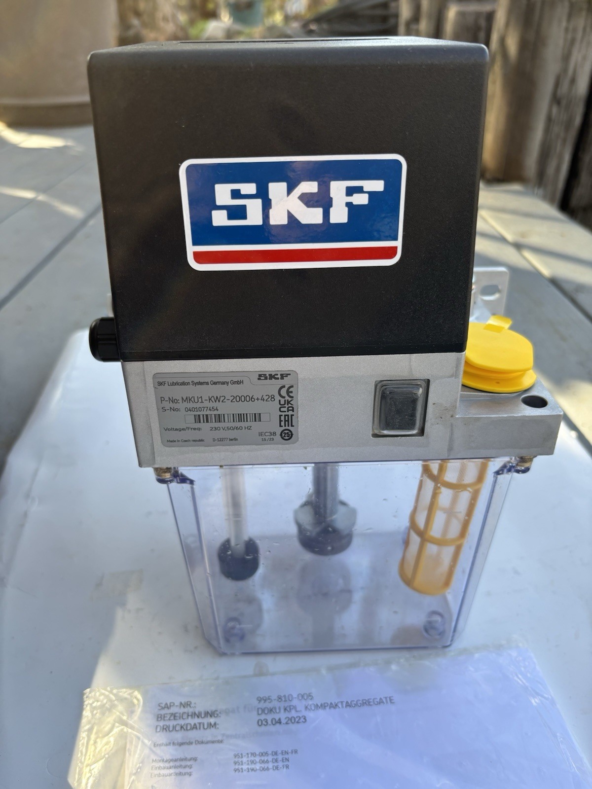 SKF Centralized Electric Gear Pump Lubrication System MKU1-KW2-20006 New
