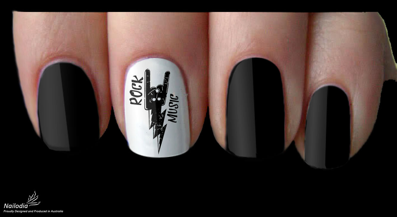 Rock and Roll Nail Art Decal Sticker Water Transfer Slider – Music Theme