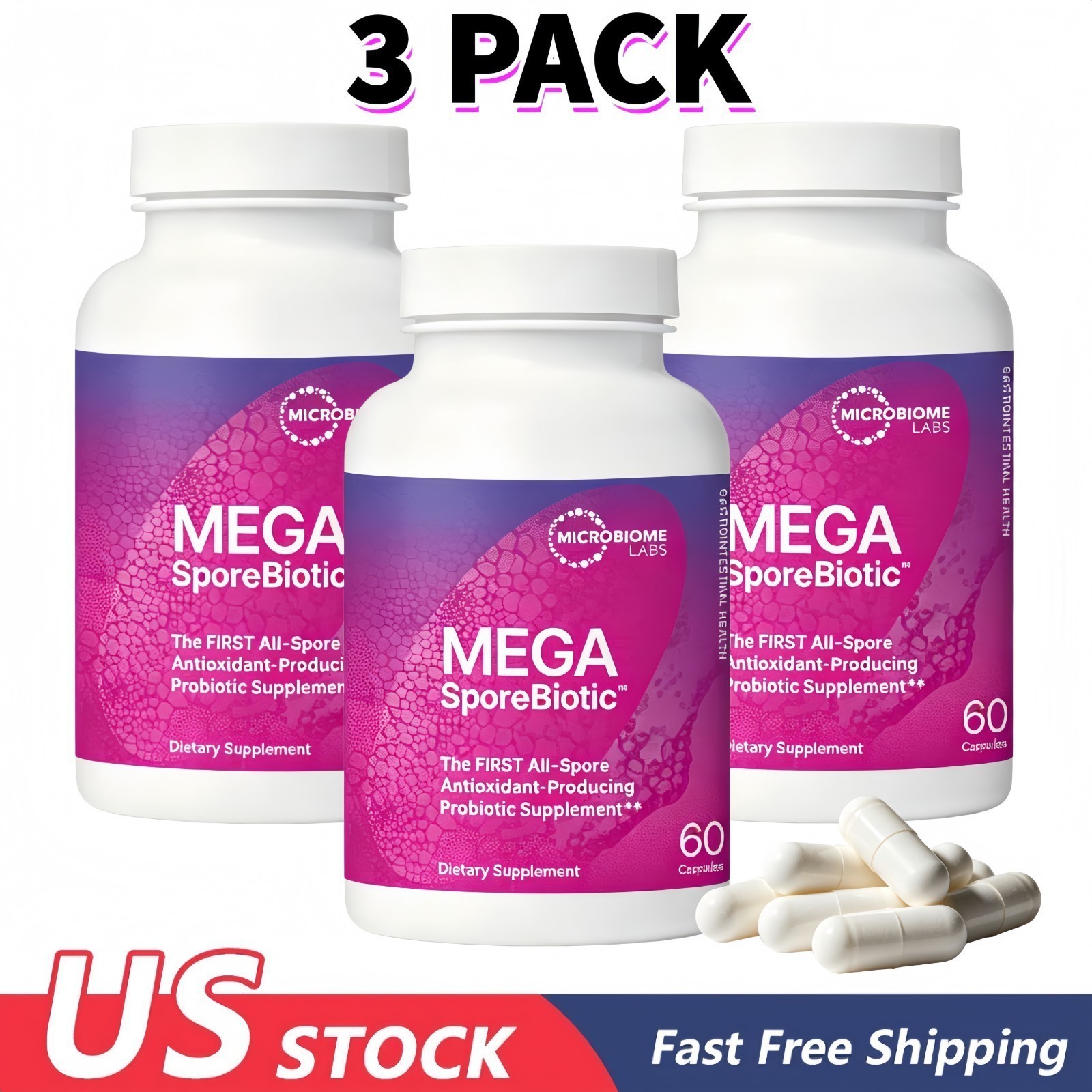 1-3PACK Microbiome Labs MegaSporeBiotic | Spore-Based Probiotic for Gut Health