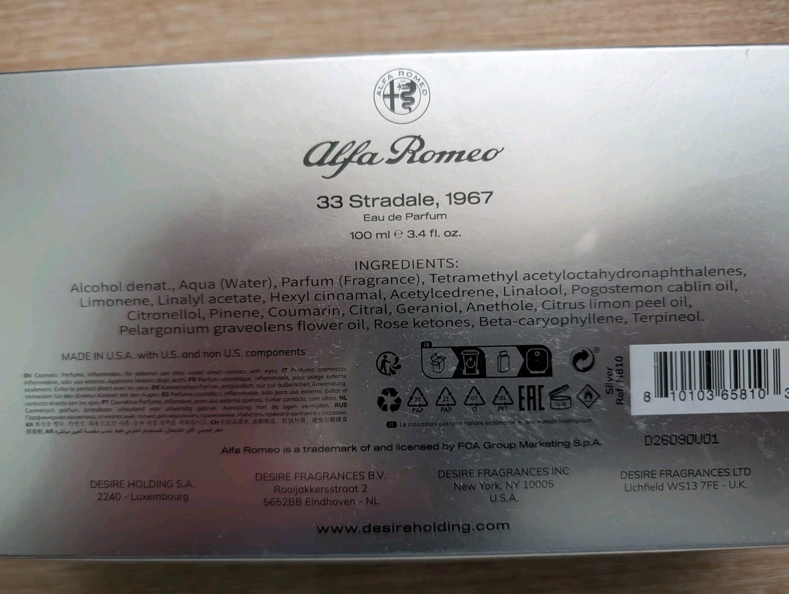 Alfa Romeo 33 Stradale 1967 Eau de Parfum 100ml Cologne Car Display Box 3.4 oz