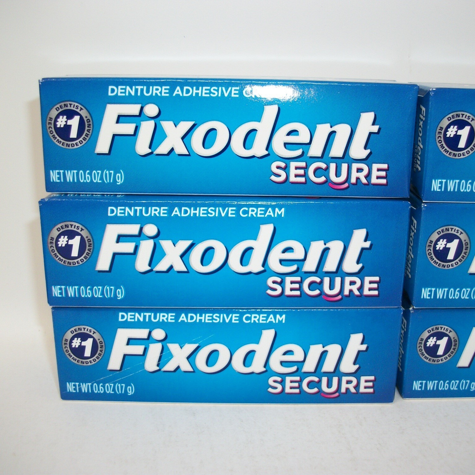 6 Tubes Fixodent Secure Denture Adhesive Cream Travel Purse Size 0.6oz Each