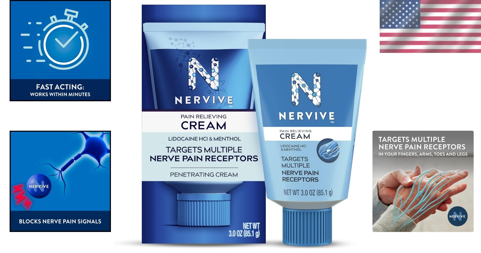 Lidocaine & Menthol Powered Pain Relief Cream – Non-Greasy, Maximum Strength 3oz