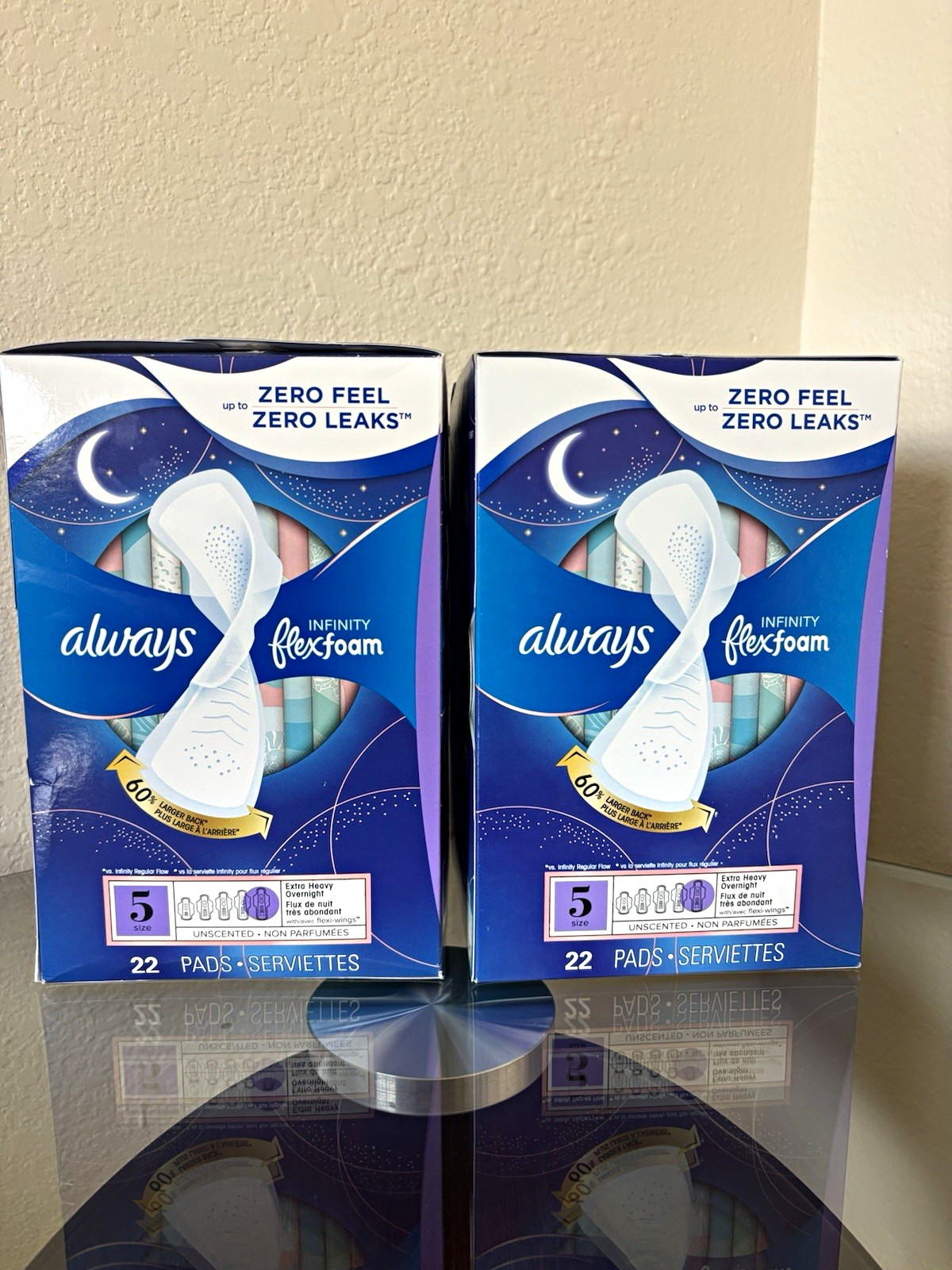 Always Infinity FlexFoam Sanitary Napkins Size 5 Extra Heavy Overnight, 22 Ct