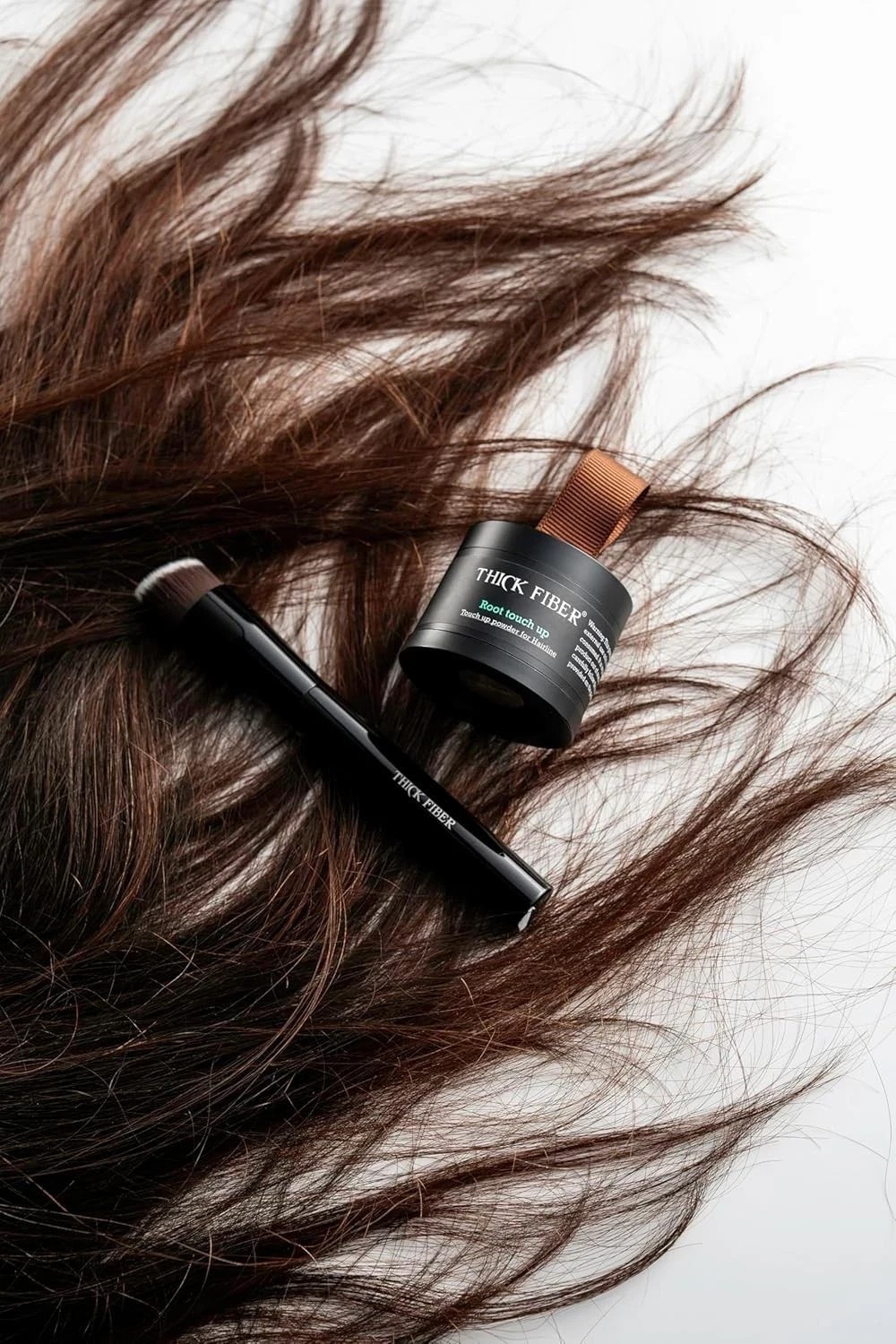 2 pc THICK FIBER Root Touch Up Powder with Precise Brush- Dark Brown Color 10 g