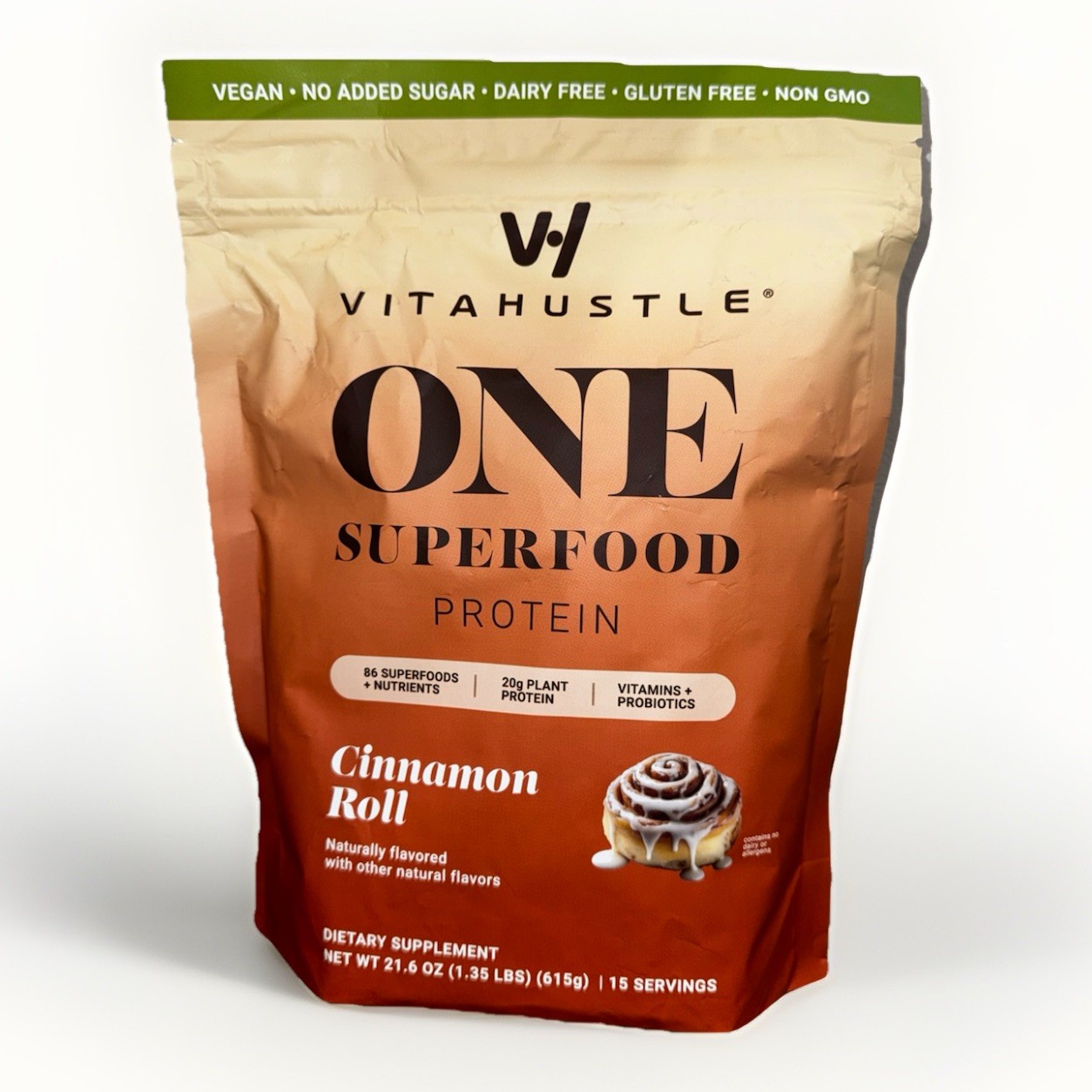 VitaHustle ONE Vegan Cinnamon Roll Protein Powder 20g Protein