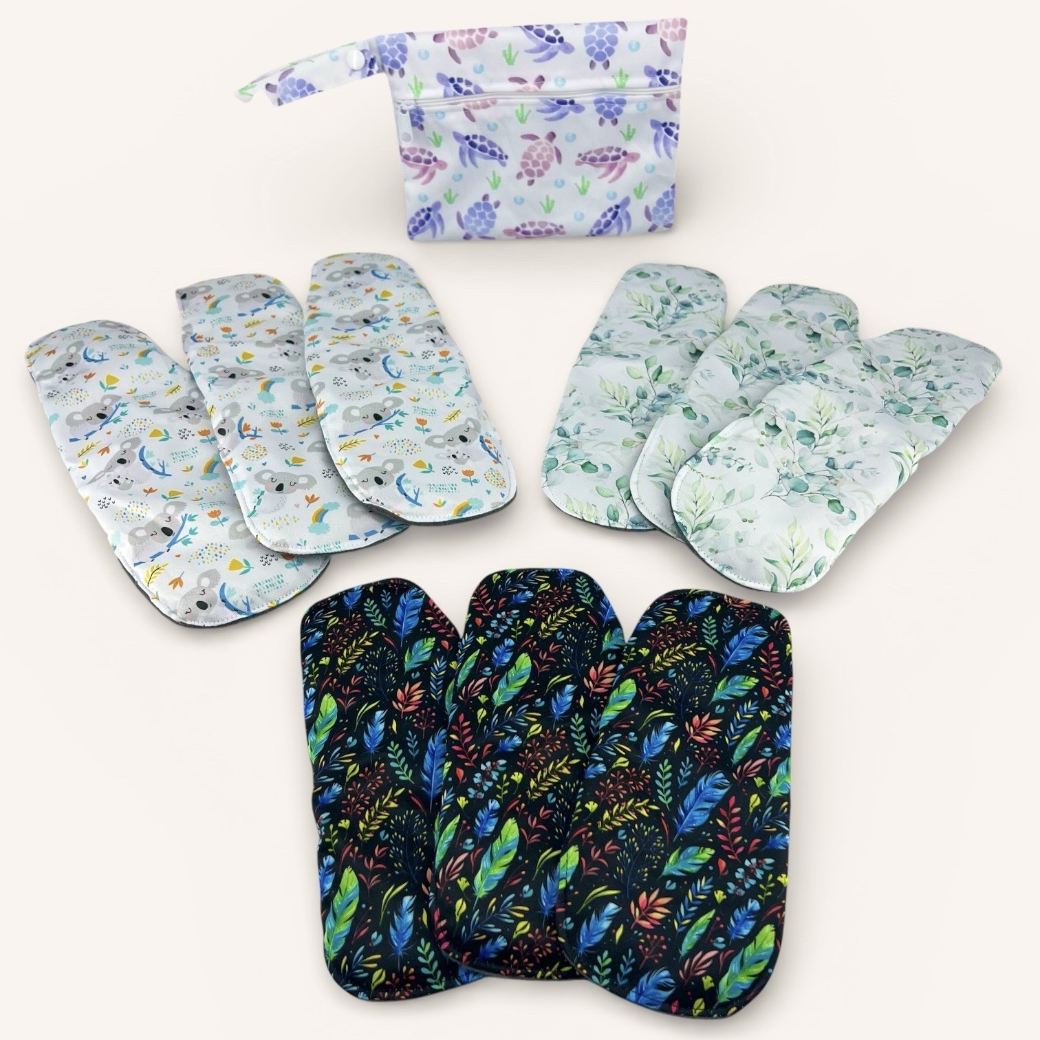 NEW 10PCS Set Reusable Washable Menstrual Pads (3)XL+(3)L+(3)M +BAG Incontinence
