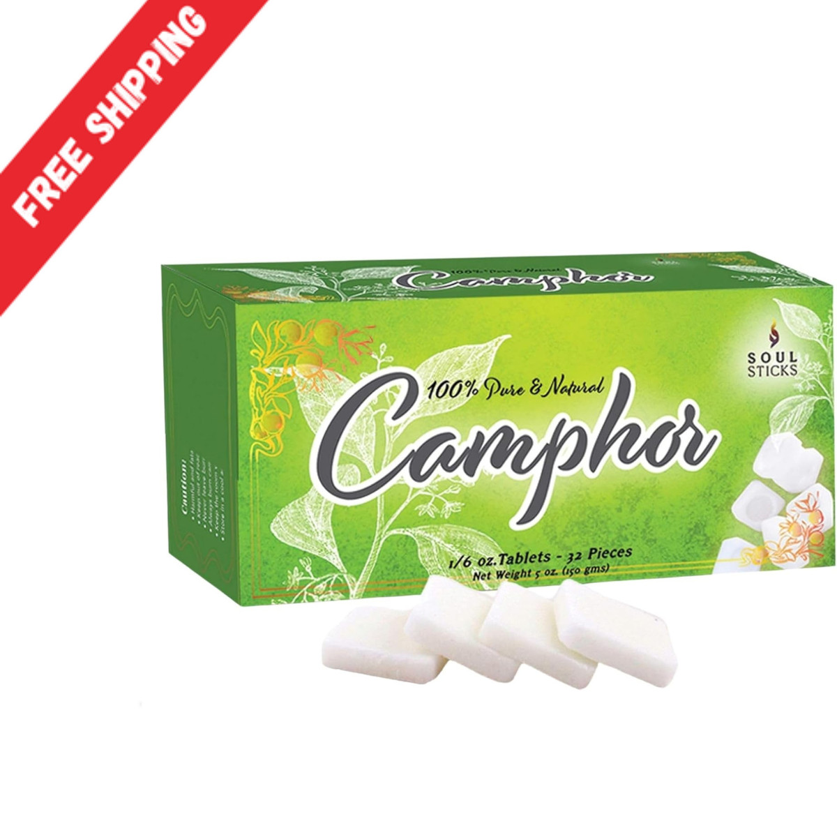 Natural Camphor Blocks – Camphor Tablets (150 Gram, 32 Tablets) for Aromatherapy