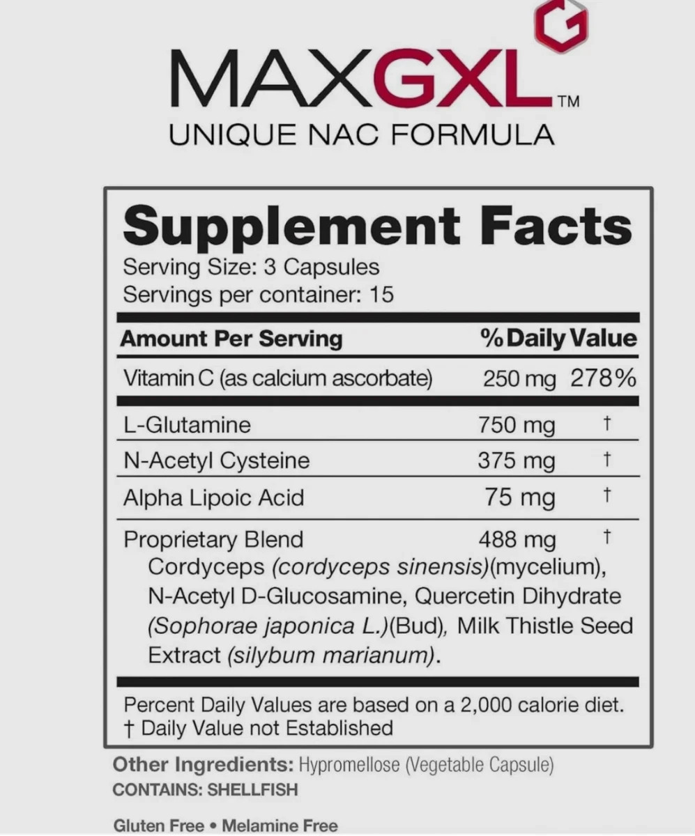 Max International Max GXL Unique NAC Formula 180 Vegetable Capsules, 60 Servings
