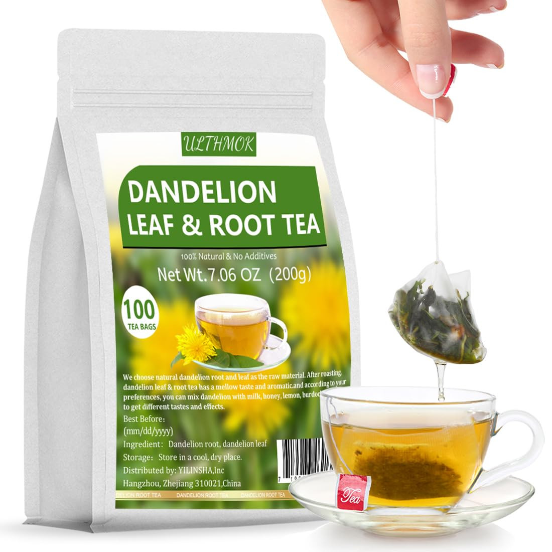 Premium Dandelion Leaf & Root Tea,50 Tea Bags for Liver & Kidney Health, Roasted
