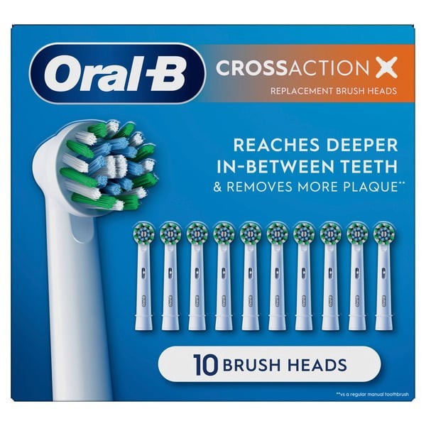 Oral-B Cross Action X – Replacement Brush Heads- 10 Count – Sealed