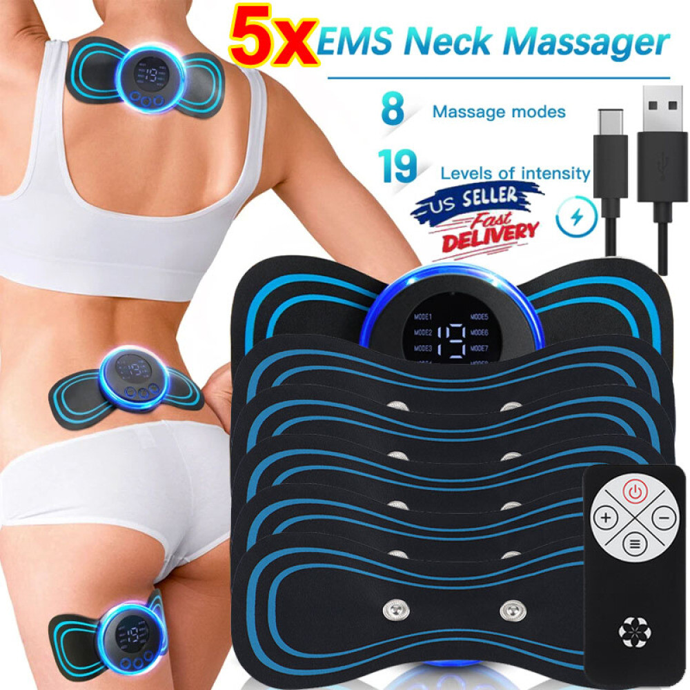 EMS Stimulator Electric Neck Back Massager Pads Cervical Massager With 5 Patches