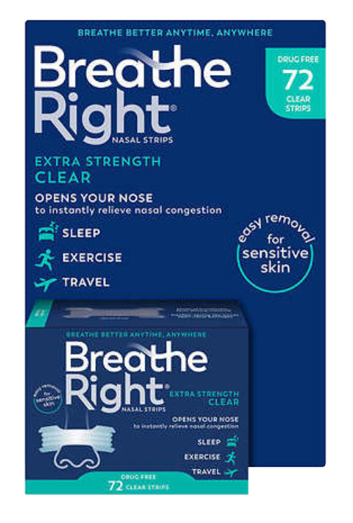 Breathe Right Extra Strength Nasal Strips – 72 Strips – Clear