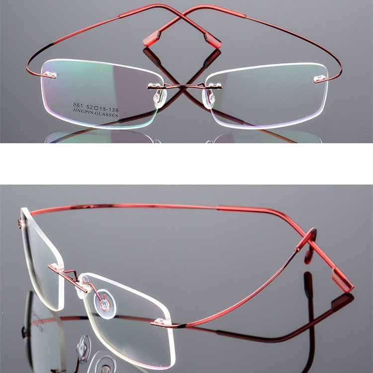 Metal Rimless Eyeglasses Frame Business Super Elastic Temples Unisex Eyewear