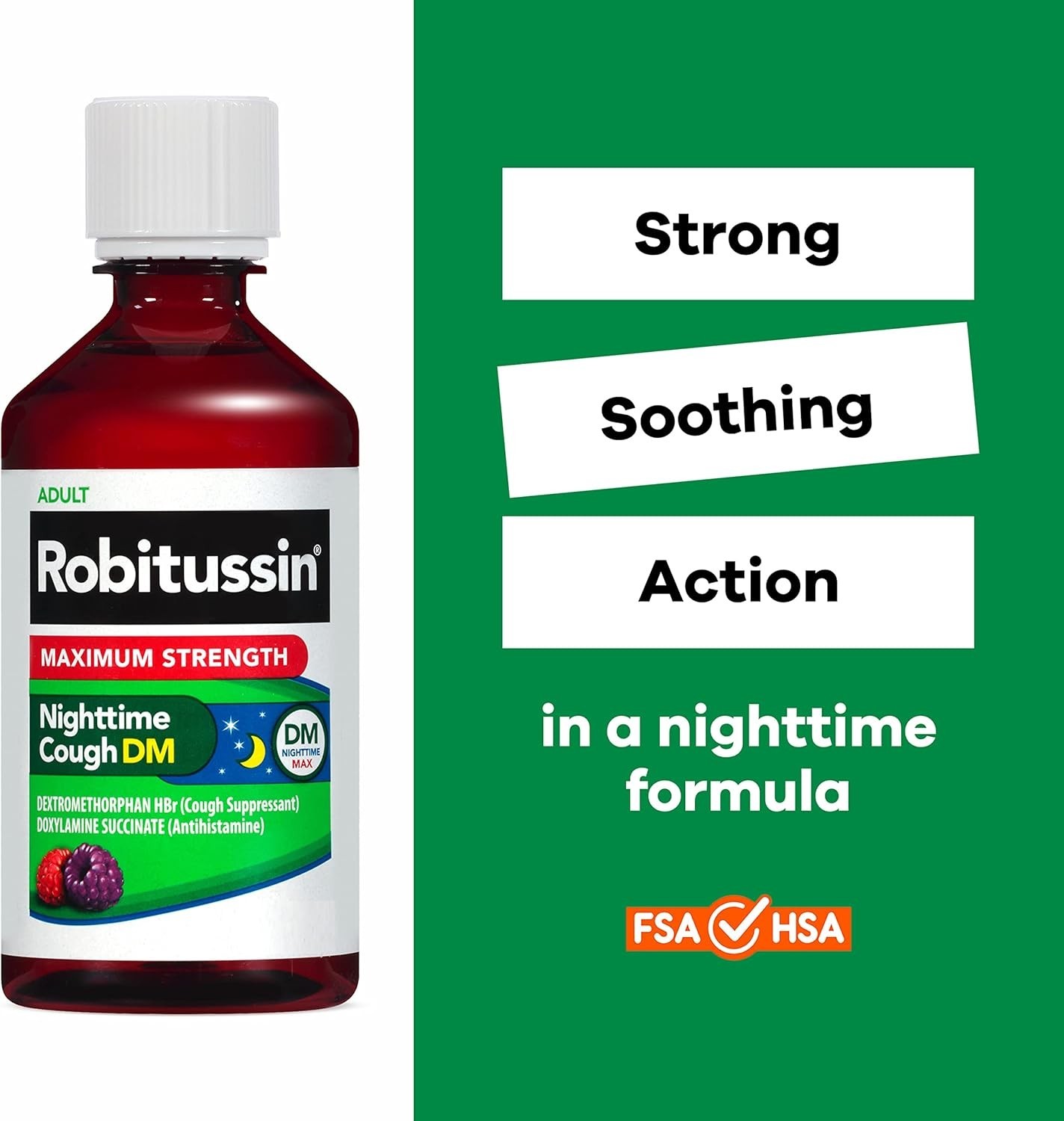 Maximum Strength Nighttime Cough DM, Cough Medicine for Adults, Berry Flavor …