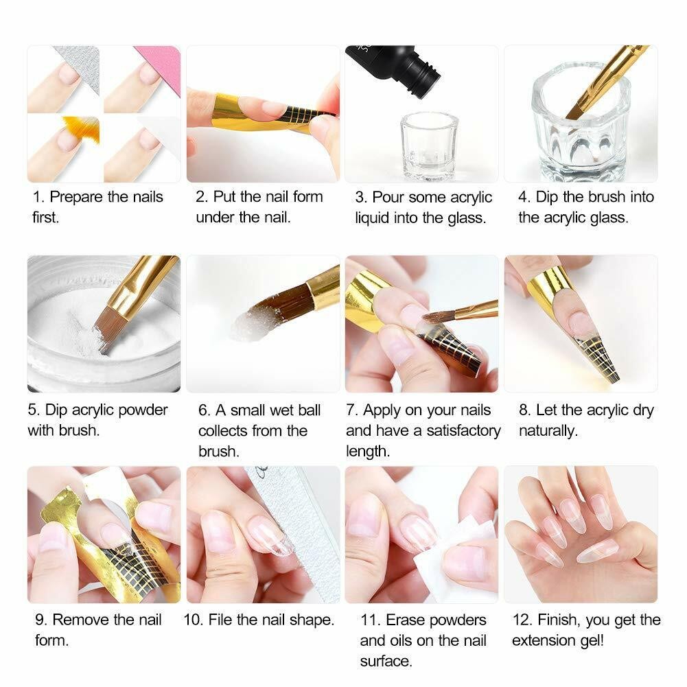 DIY Nail Kit For Beginners With Acrylic Powder Phototherapy Gel & Tools