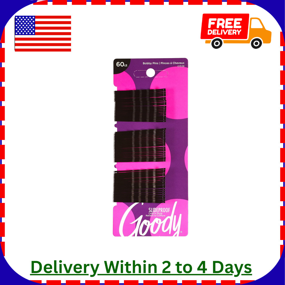 Goody Hair Bobby Pins Black 2 Inch 60 Count Pack of 6 Secure Hold