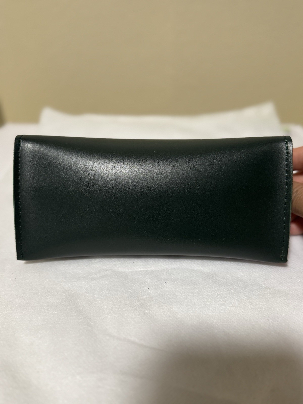 Lacoste Green Faux Leather Eyeglass/Sunglass Pouch Case Snap Closure