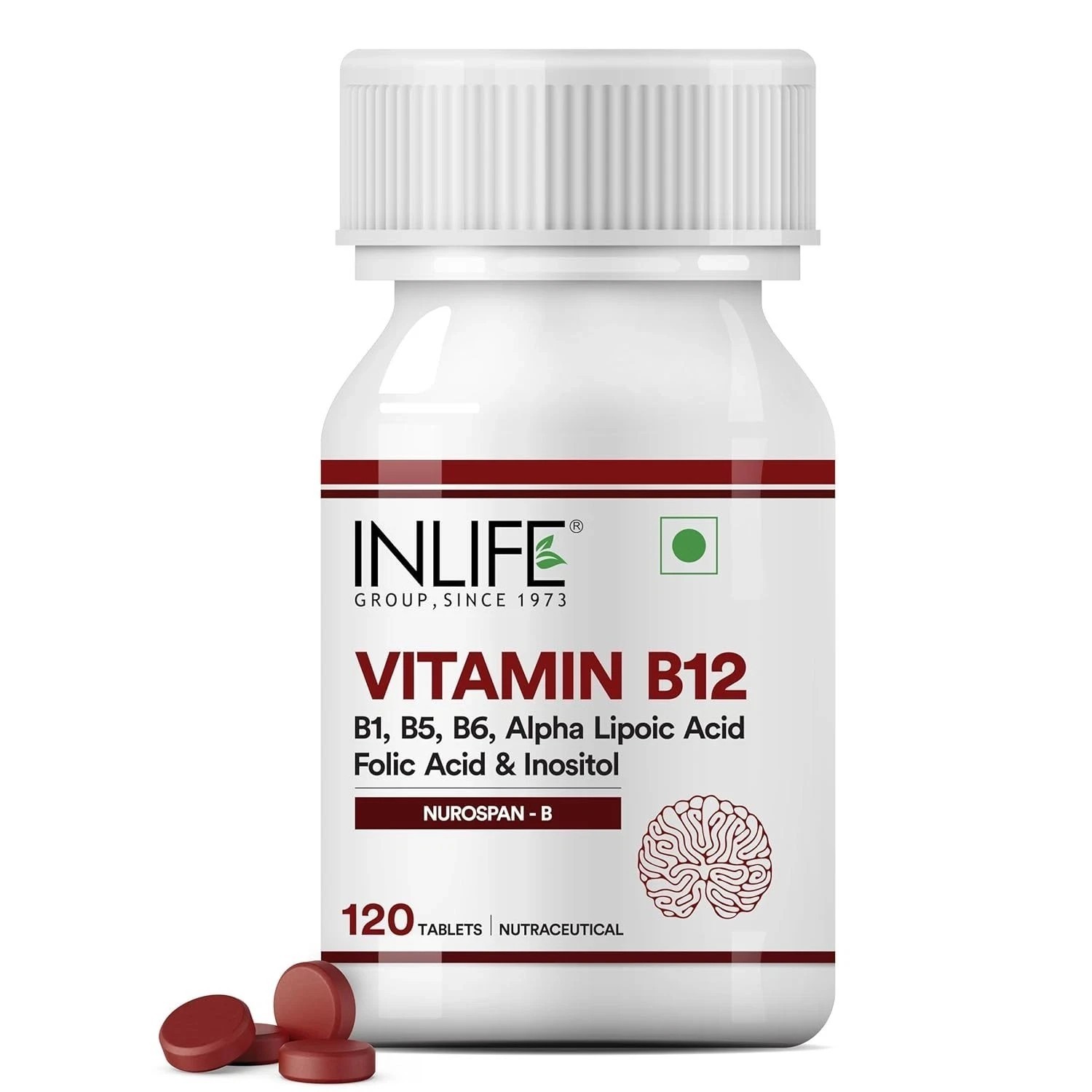 INLIFE Vitamin B12 With Alpha Lipoic Acid, Folic Acid – 120 Tabs