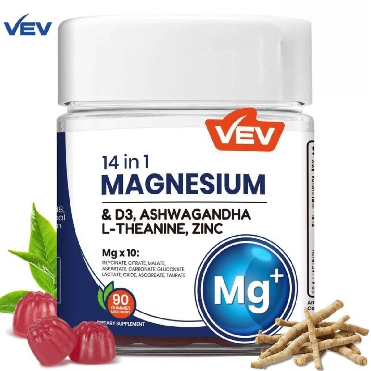 14-in-1 Magnesium Gummies with Vitamin D3, Ashwagandha & Zinc – Sugar-Free Chewa