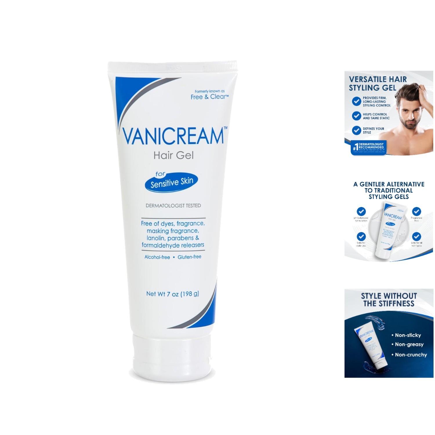 Vanicream Free & Clear Hair Styling Gel – Gentle, Unscented & Gluten-Free 7 Oz