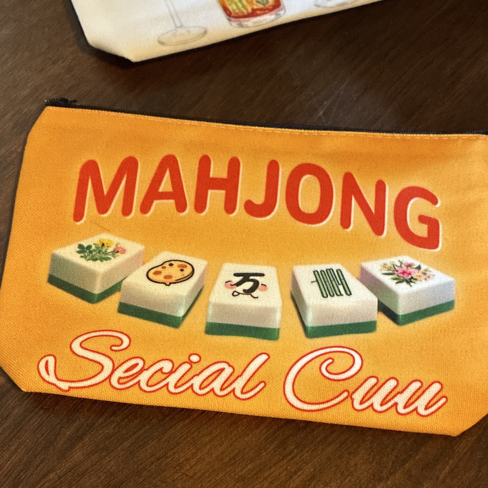 Mahjong Theme Multicolor Makeup Bag Zipper Pouches Lot of 6, Zipper Closure