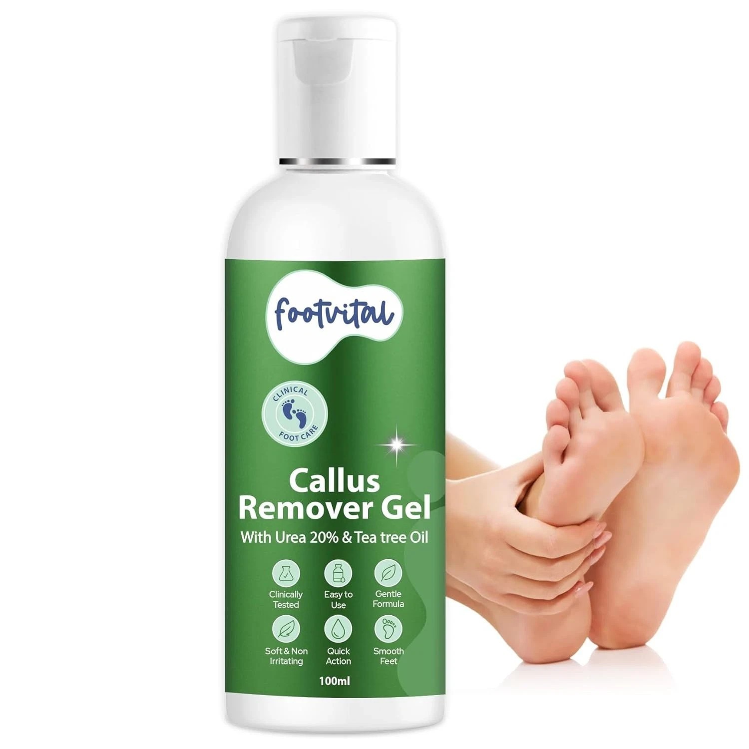 Footvital Callus Remover Gel with 20% Urea & Tea Tree Oil–100ml Clinically Test