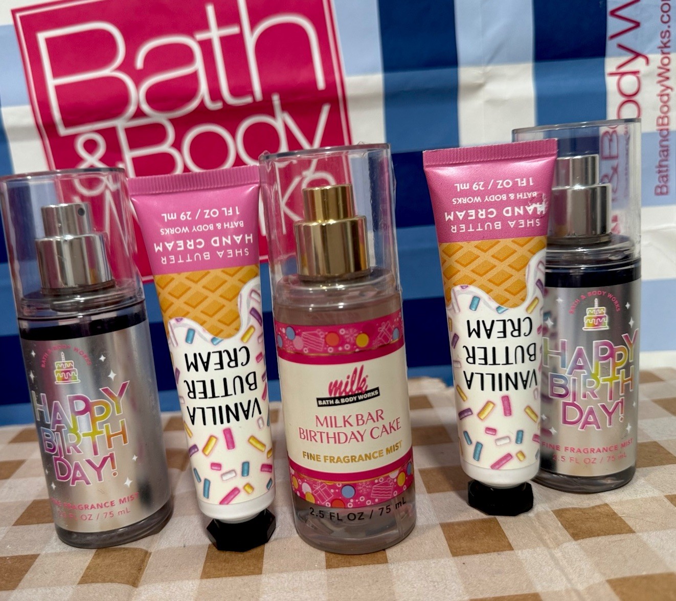 Bath & Body Works Travel Set: Cream + Spray Happy Birthday Milk Bar Cake