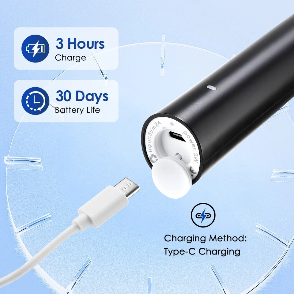 Pro Rotating Electric Toothbrush Rechargeable With 4 Brush Heads 5 Modes Timer