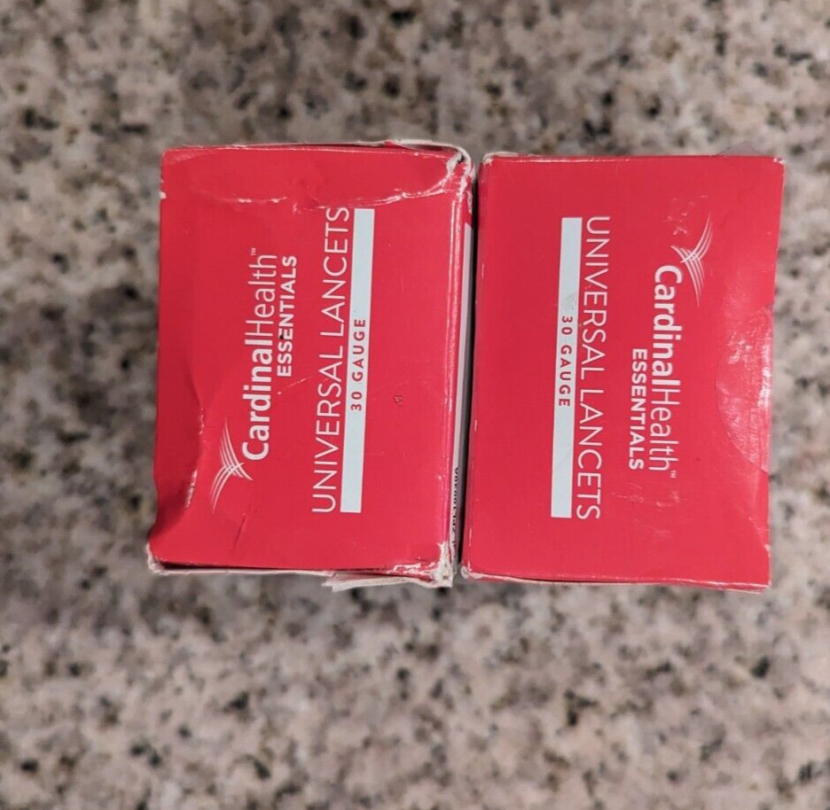 2 boxes of 100 Cardinal Health 30g Lancets exp 08-11-2024