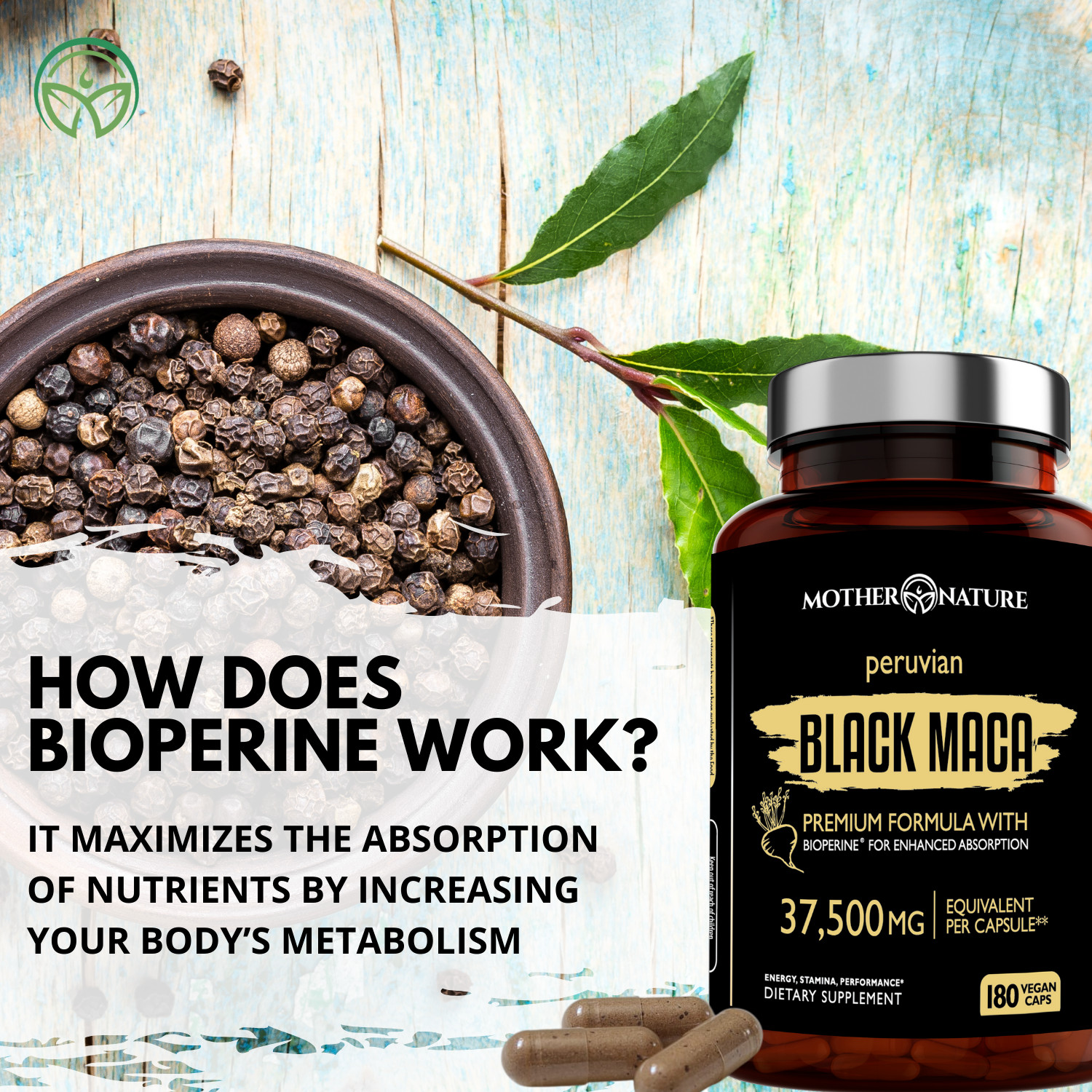 Organic Black Maca Extract, 37,500mg, 180ct & 60ct, for Sexual Health & T Boost