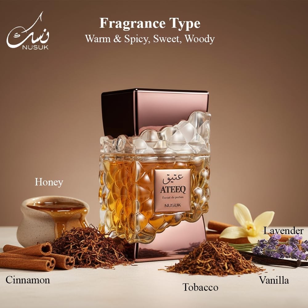 Nusuk Ateeq – Aromatic, Cinnamon, Honey, Tobacco, Tonka, Musk – Extrait De Pa…