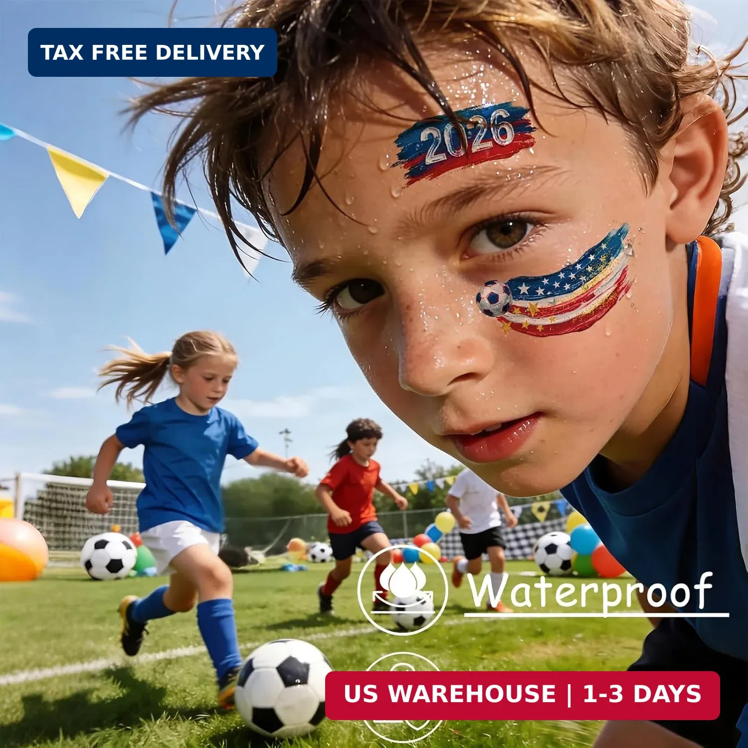 45 Pcs Soccer Tattoos for Kids, Oil Painting Style, World Cup 2026 Merchandise,