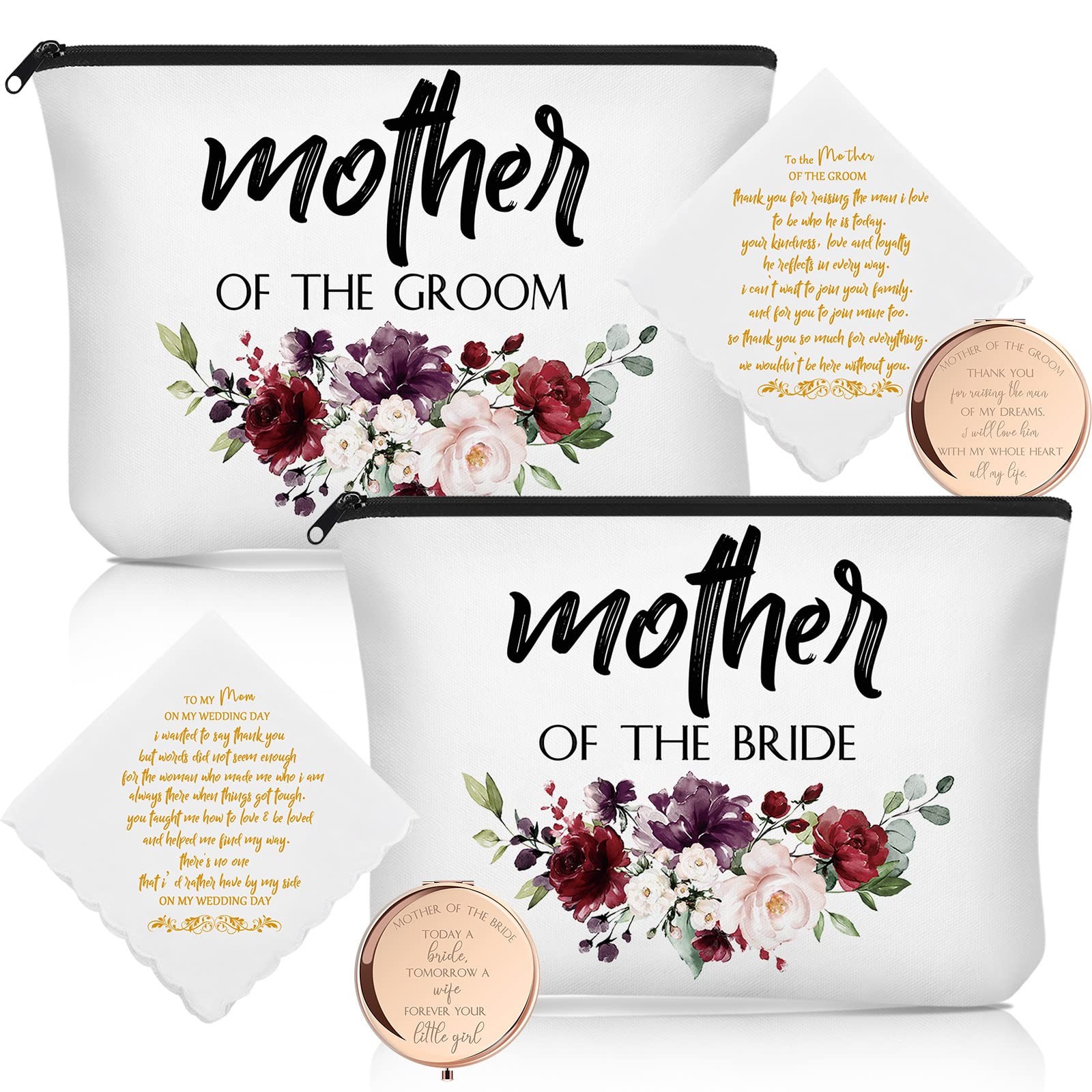 Coume 6 Pack Mother of the Groom Bride Cosmetic Bag as pictures show