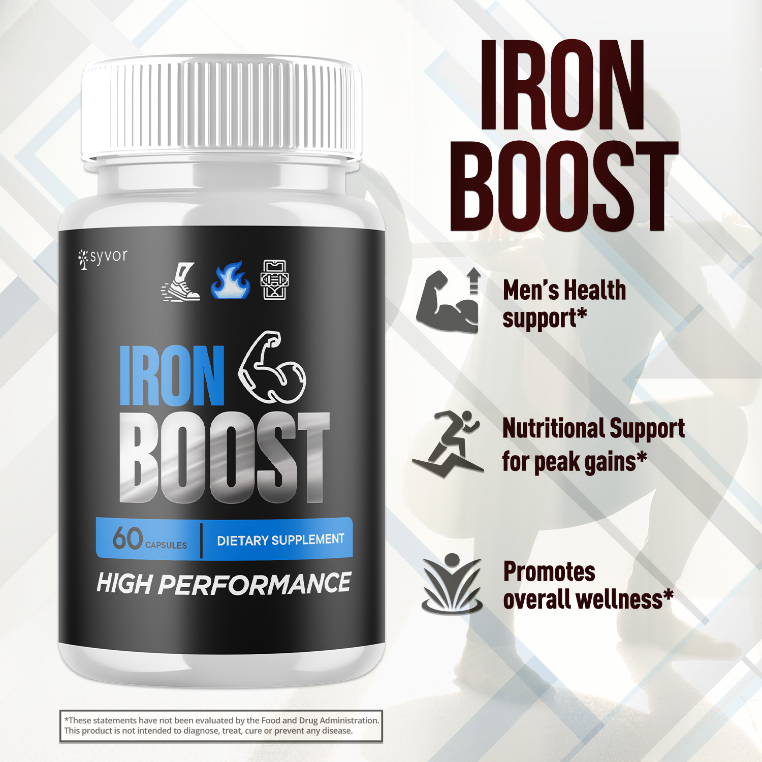 (3 Pack) Iron Boost Male Support Supplement Advanced Formula IronBoost 180 Caps