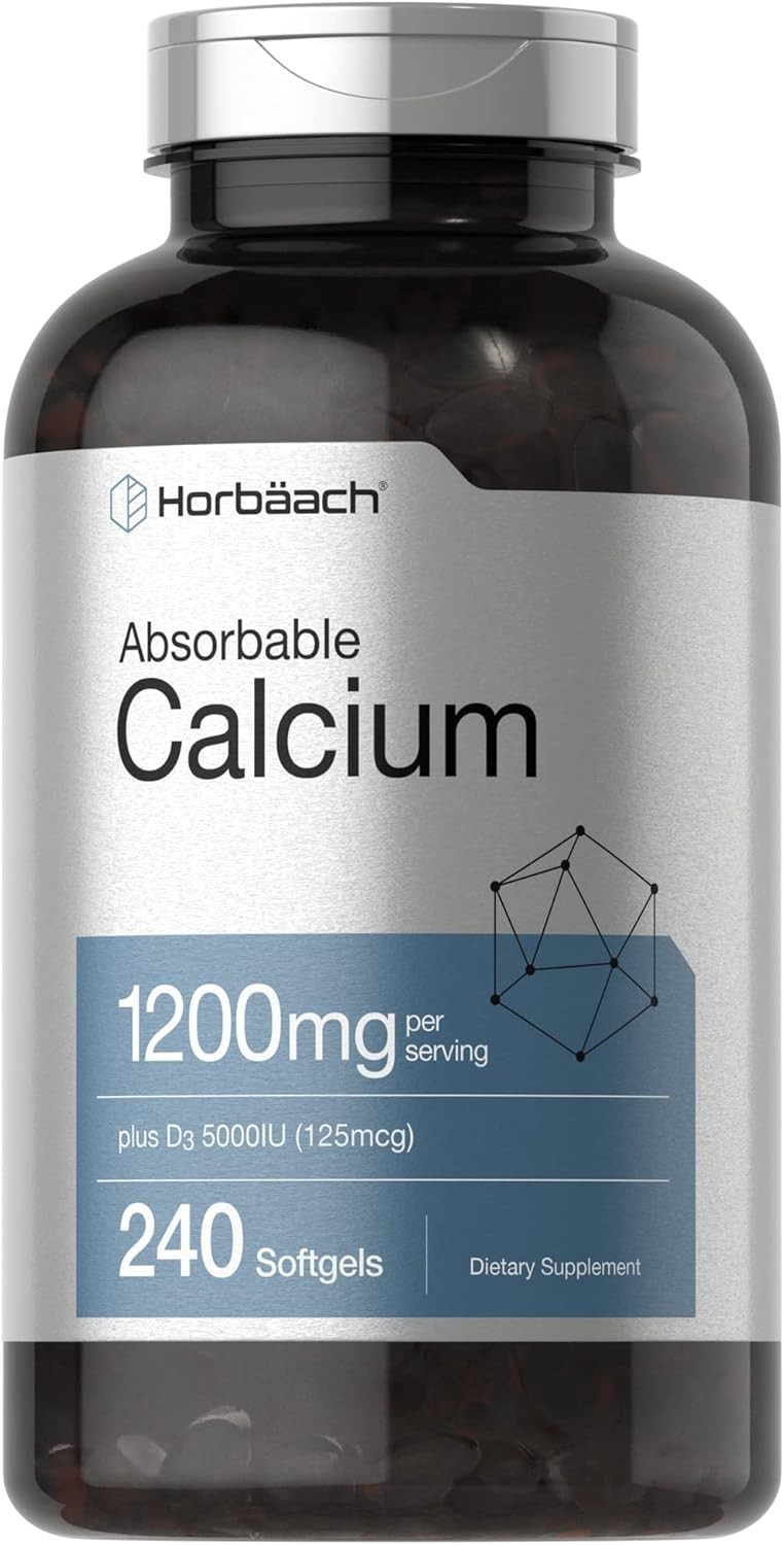 Calcium & Vitamin D3 Softgels – High Absorption, Non-GMO, Gluten-Free Support…