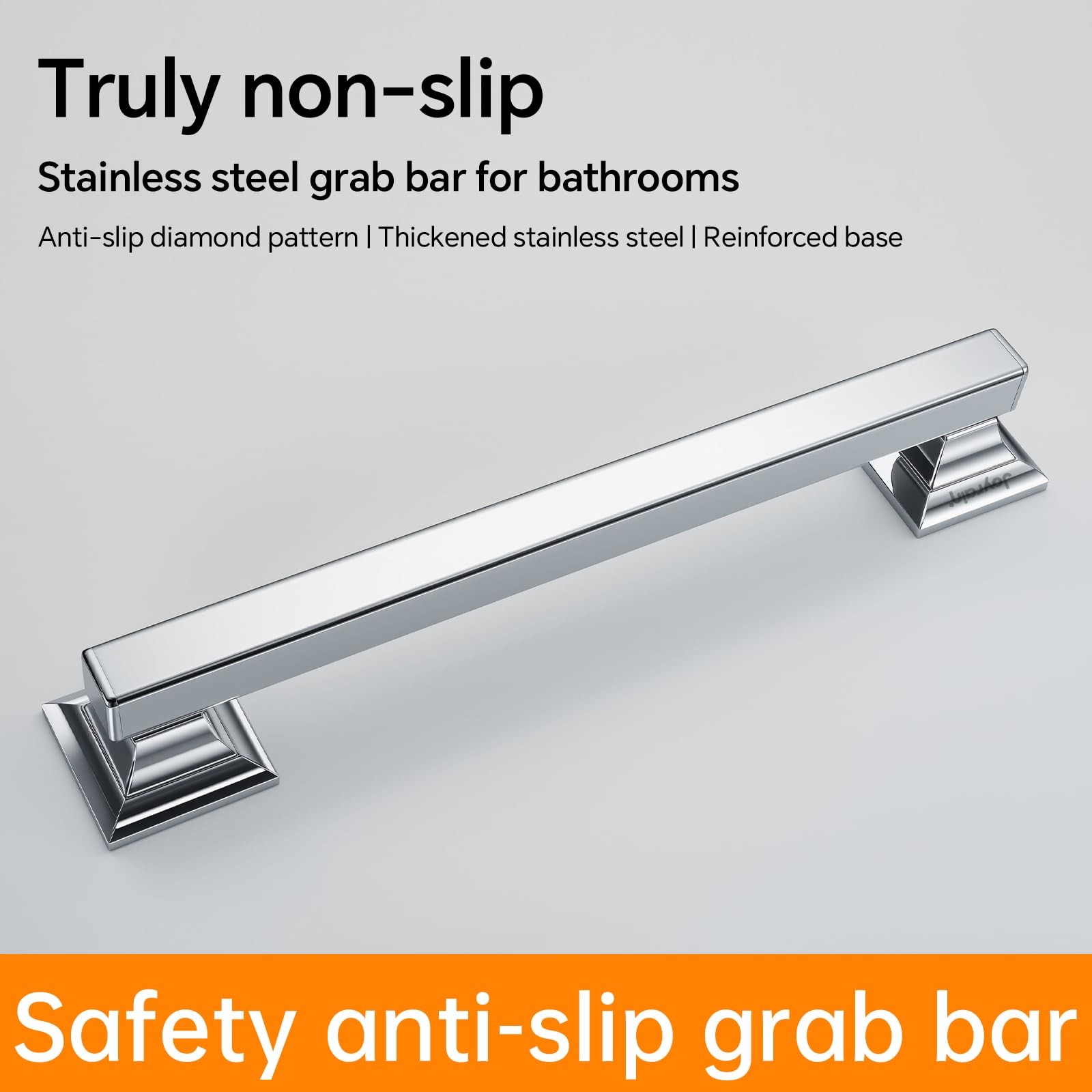 Joyrain Stainless Steel Square Grab Bar – Ada Compliant 500Lb Weight Limit