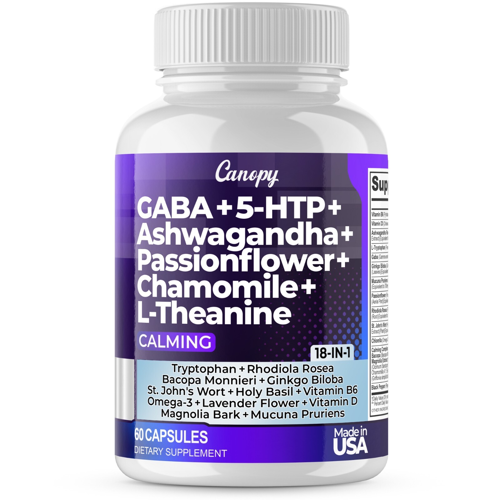Calming – GABA, 5-HTP, ASHWAGANDHA – 60 Ct. (Pack of 1)
